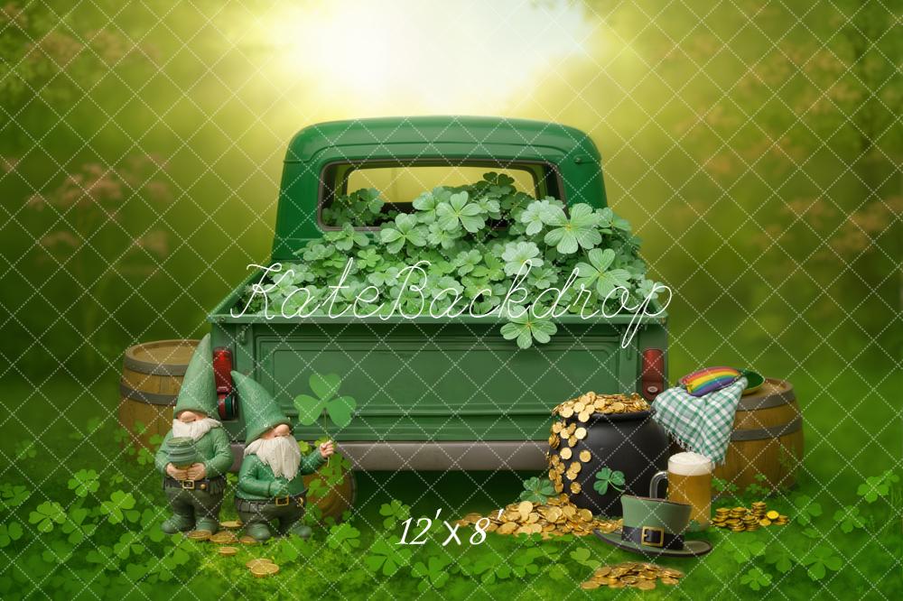 Kate St Patrick's Day Green Truck Shamrock Gnomes Backdrop Designed by Emetselch - Image 8