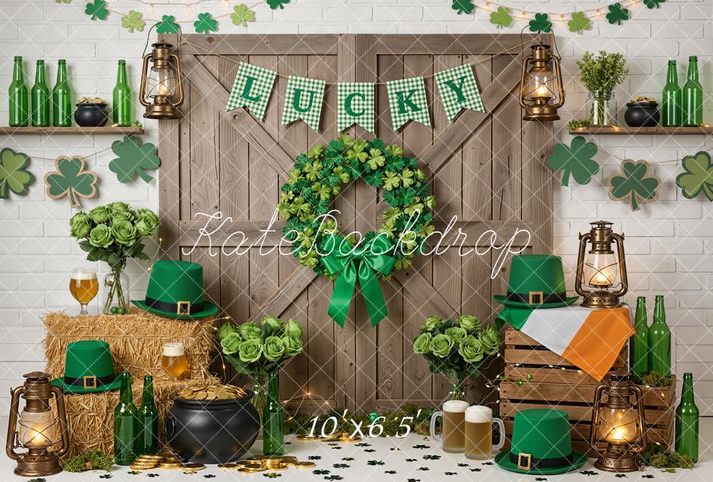 Kate St Patrick's Day Shamrock Green Decor Fleece Backdrop Designed by Emetselch - Image 2