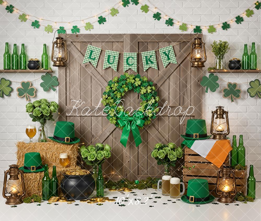 Kate St Patrick's Day Shamrock Green Decor Fleece Backdrop Designed by Emetselch - Image 3