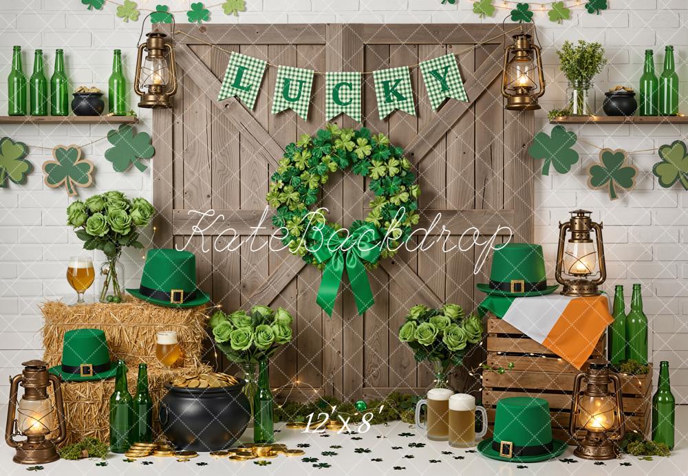 Kate St Patrick's Day Shamrock Green Decor Fleece Backdrop Designed by Emetselch - Image 4