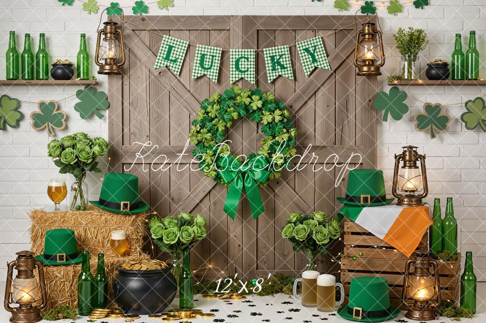 Kate St Patrick's Day Shamrock Lantern Rustic Backdrop Designed by Emetselch - Image 8