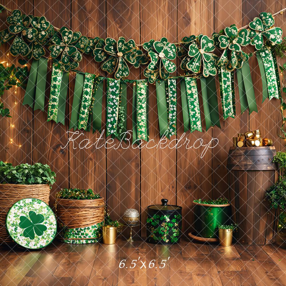Kate St. Patrick's Day Shamrock Wood Backdrop Designed by Emetselch - Image 2