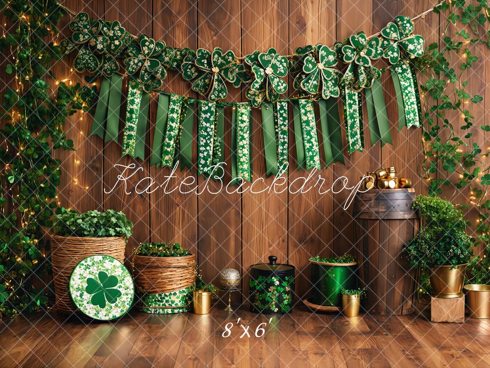 Kate St. Patrick's Day Shamrock Wood Backdrop Designed by Emetselch - Image 3