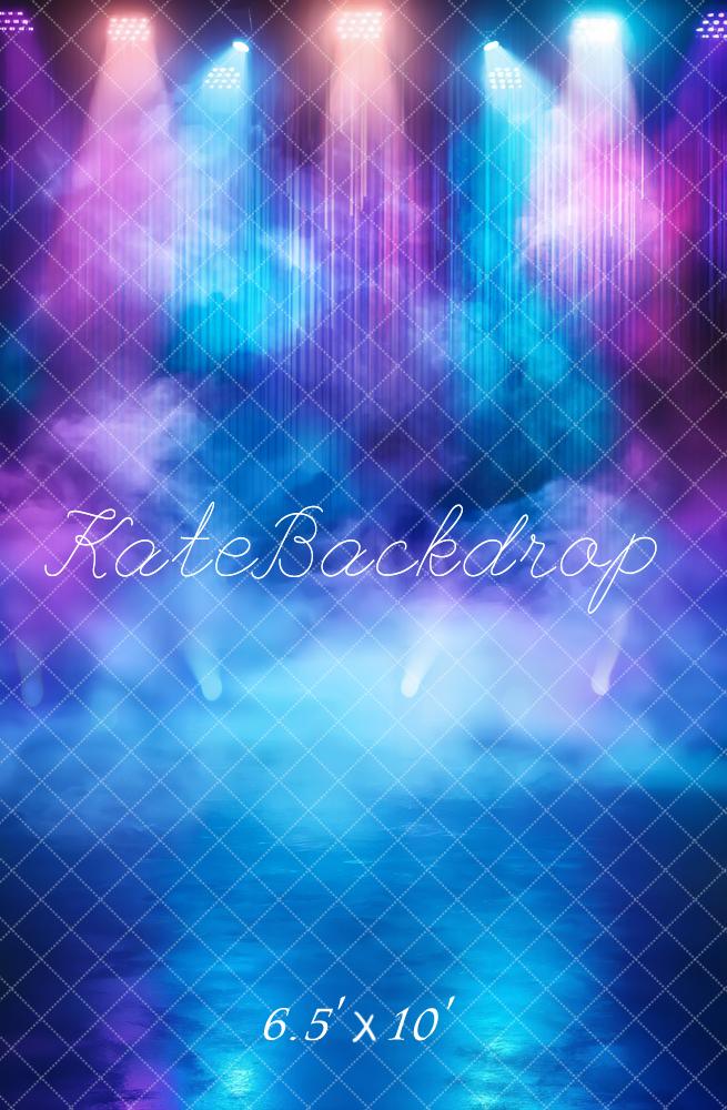 Kate Stage Lights Mist Blue Purple Fleece Backdrop Designed by Emetselch - Image 2