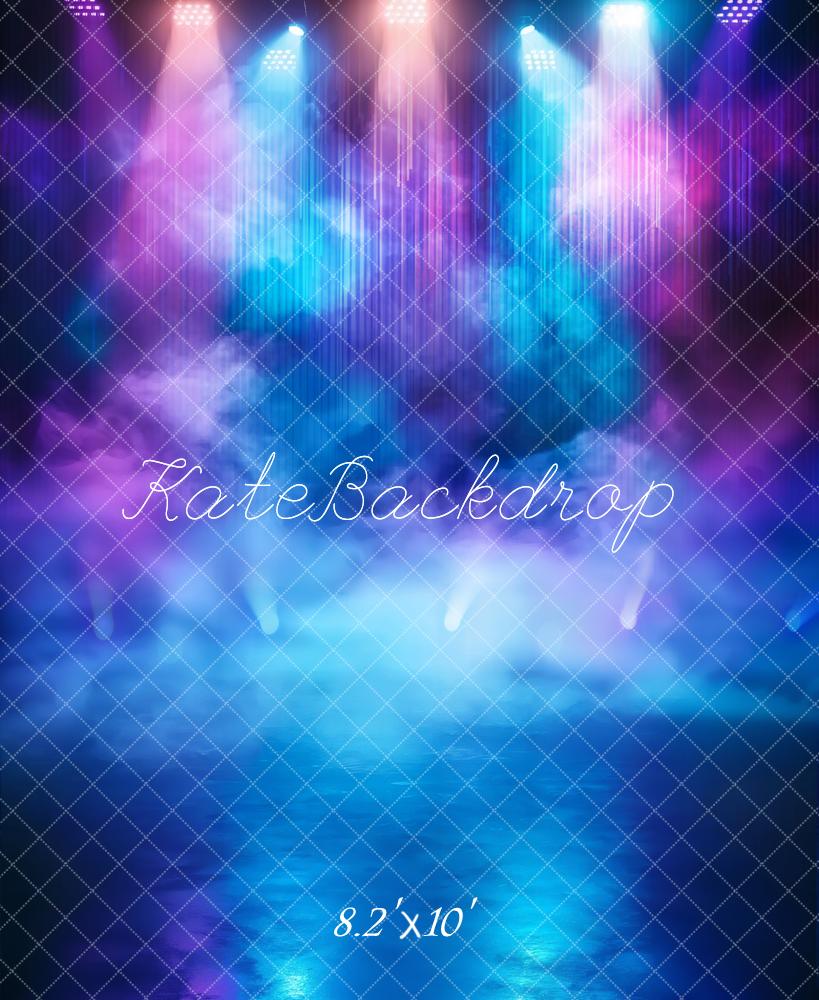 Kate Stage Lights Mist Blue Purple Fleece Backdrop Designed by Emetselch - Image 3