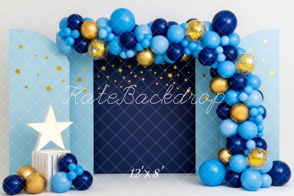Kate Star Arch Blue Balloons Fleece Backdrop Designed by Patty Robert - Image 4