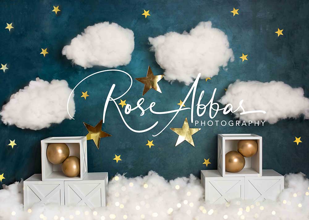 Kate Stars Clouds Birthday Cake Smash Backdrop Designed By Rose Abbas - Image 2