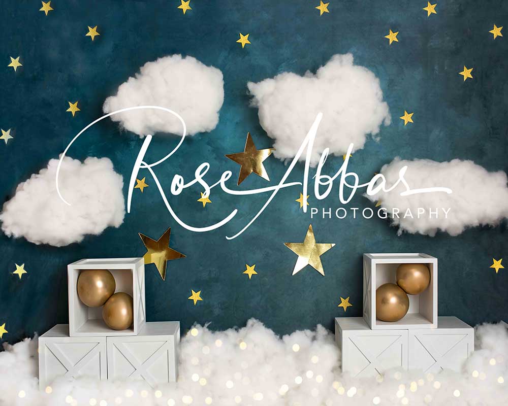 Kate Stars Clouds Birthday Cake Smash Backdrop Designed By Rose Abbas - Image 3