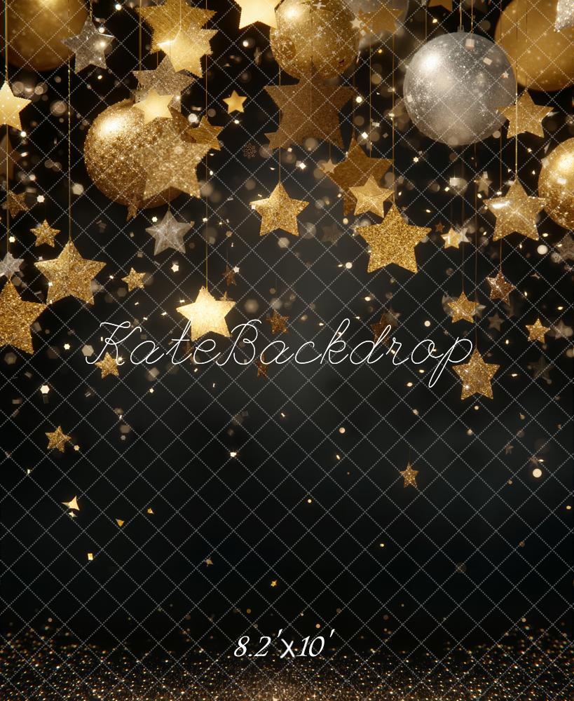 Kate Stars Glitter Ornaments Black Fleece Backdrop Designed by Emstselch - Image 3