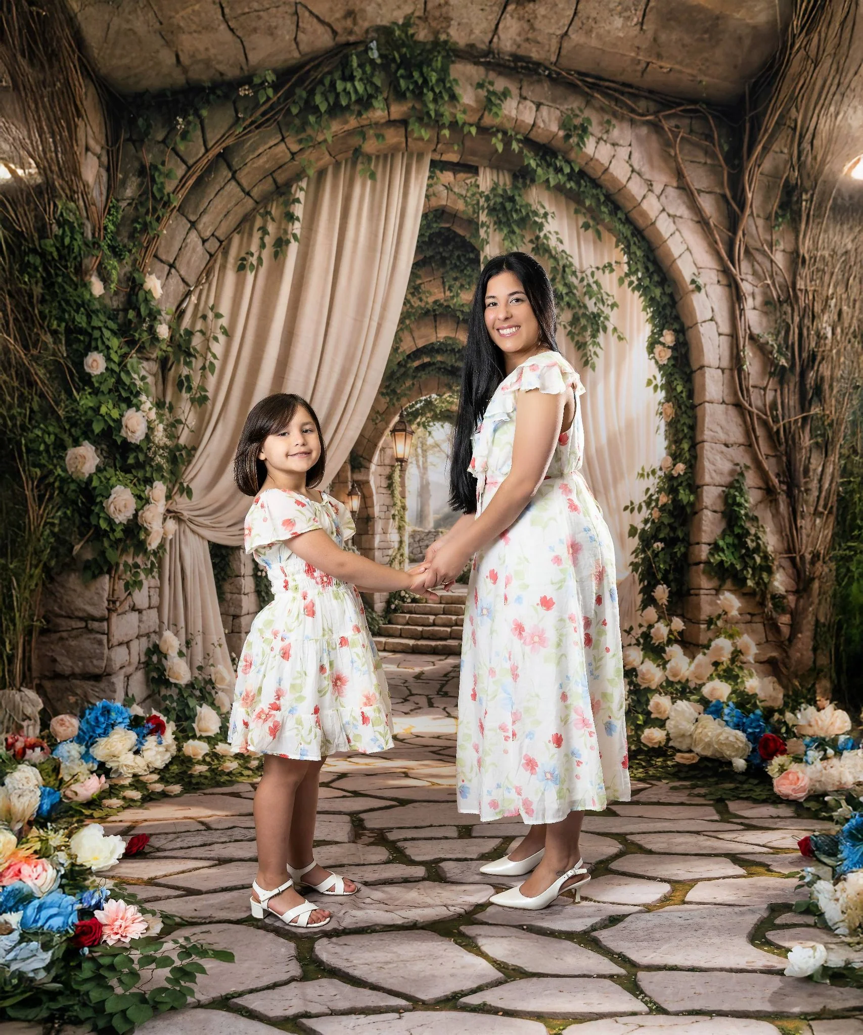 Kate Spring Archway White Roses Curtains Backdrop Designed by Emetselch