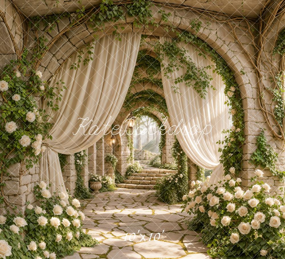 Kate Spring Archway White Roses Curtains Backdrop Designed by Emetselch - Image 10