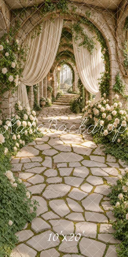 Kate Spring Archway White Roses Curtains Backdrop Designed by Emetselch - Image 11