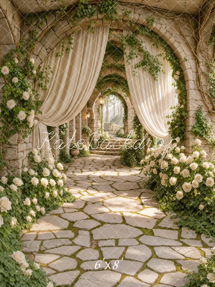 Kate Spring Archway White Roses Curtains Backdrop Designed by Emetselch - Image 6