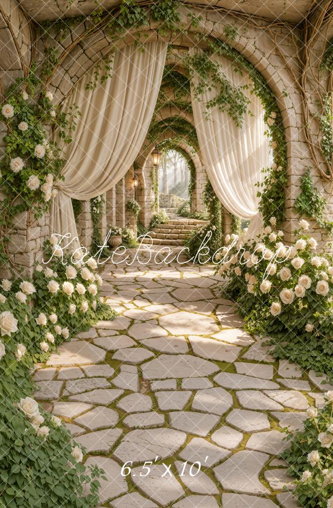 Kate Spring Archway White Roses Curtains Backdrop Designed by Emetselch - Image 7