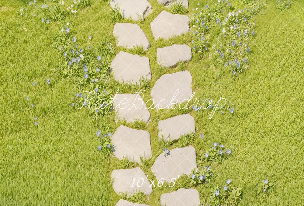 Kate Stone Path Green Grass Floor Fleece Backdrop Designed by Kate image - Image 2