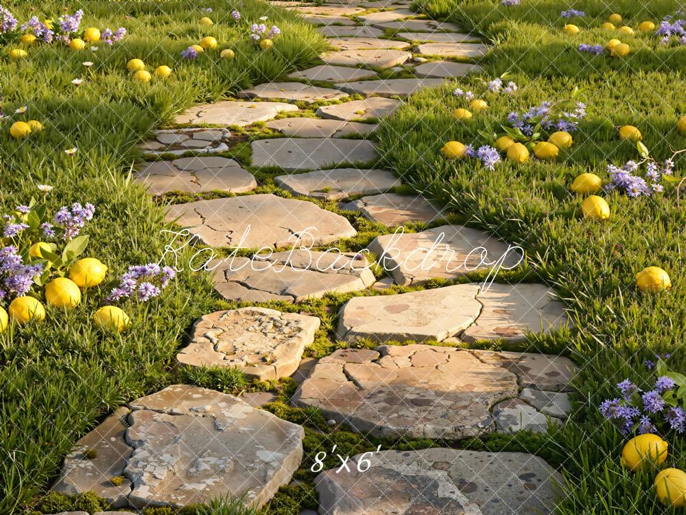 Kate Grass Stone Path Lemons Floor Backdrop Designed by Emetselch - Image 3