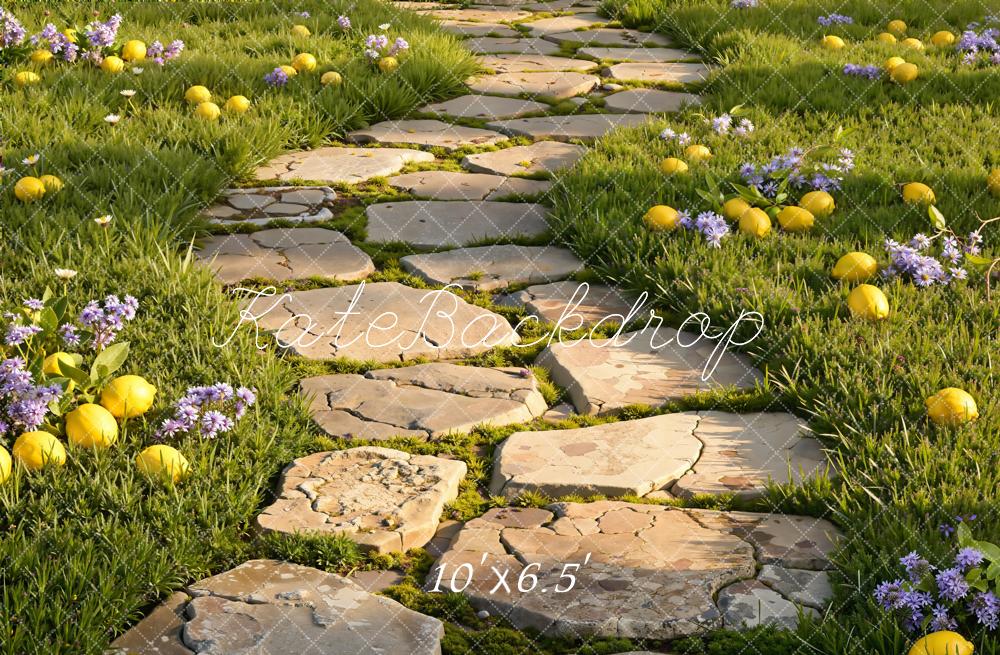 Kate Grass Stone Path Lemons Floor Backdrop Designed by Emetselch - Image 4