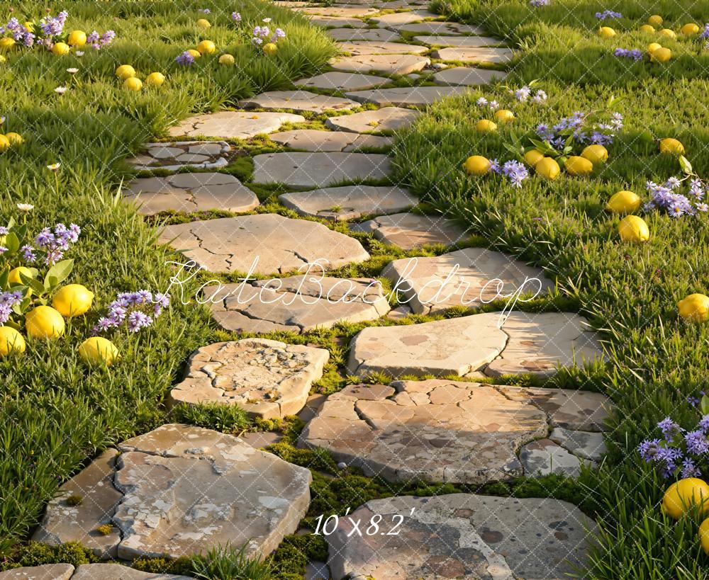 Kate Grass Stone Path Lemons Floor Backdrop Designed by Emetselch - Image 6