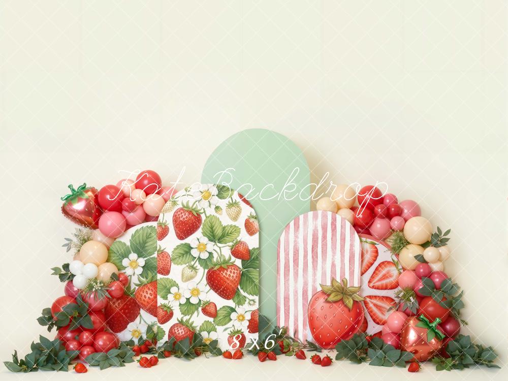 Kate Cake Smash Strawberry Arch Balloons Backdrop Designed by Emetselch - Image 3