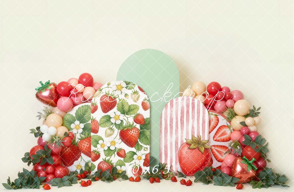 Kate Cake Smash Strawberry Arch Balloons Backdrop Designed by Emetselch - Image 4