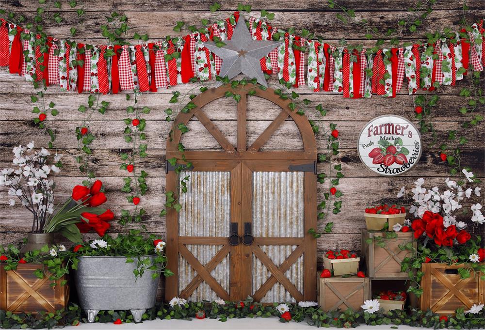 Kate Strawberry Baby Shower Flower Children Backdrop for Photography - Image 2