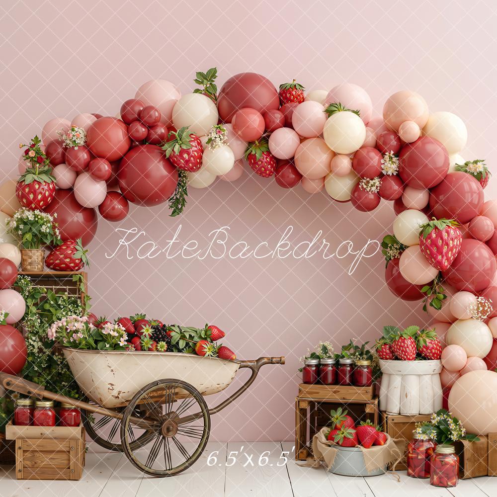 Kate Strawberry Balloon Arch Cart Rustic Backdrop Designed by Emetselch - Image 2