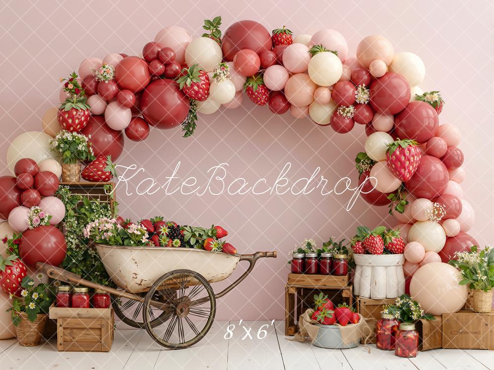 Kate Strawberry Balloon Arch Cart Rustic Backdrop Designed by Emetselch - Image 3