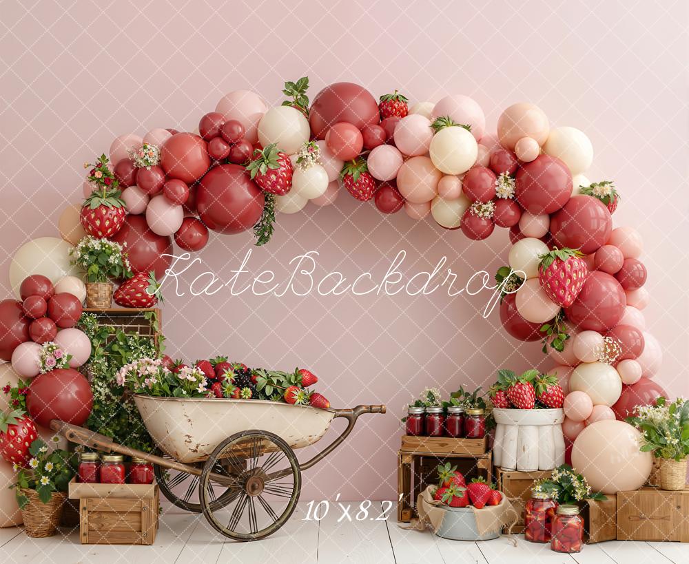 Kate Strawberry Balloon Arch Cart Rustic Backdrop Designed by Emetselch - Image 6