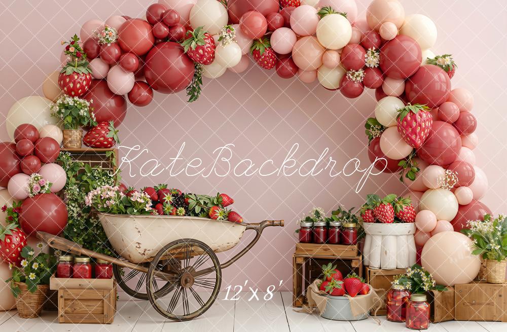 Kate Strawberry Balloon Arch Cart Rustic Backdrop Designed by Emetselch - Image 8