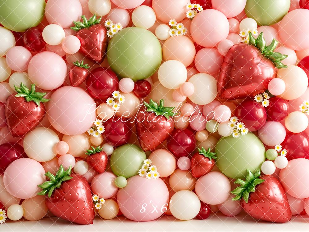 Kate Strawberry Balloons Pastel Backdrop Designed by Emetselch - Image 3