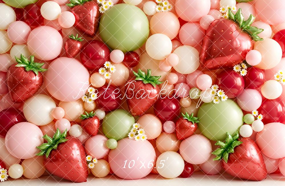 Kate Strawberry Balloons Pastel Backdrop Designed by Emetselch - Image 4