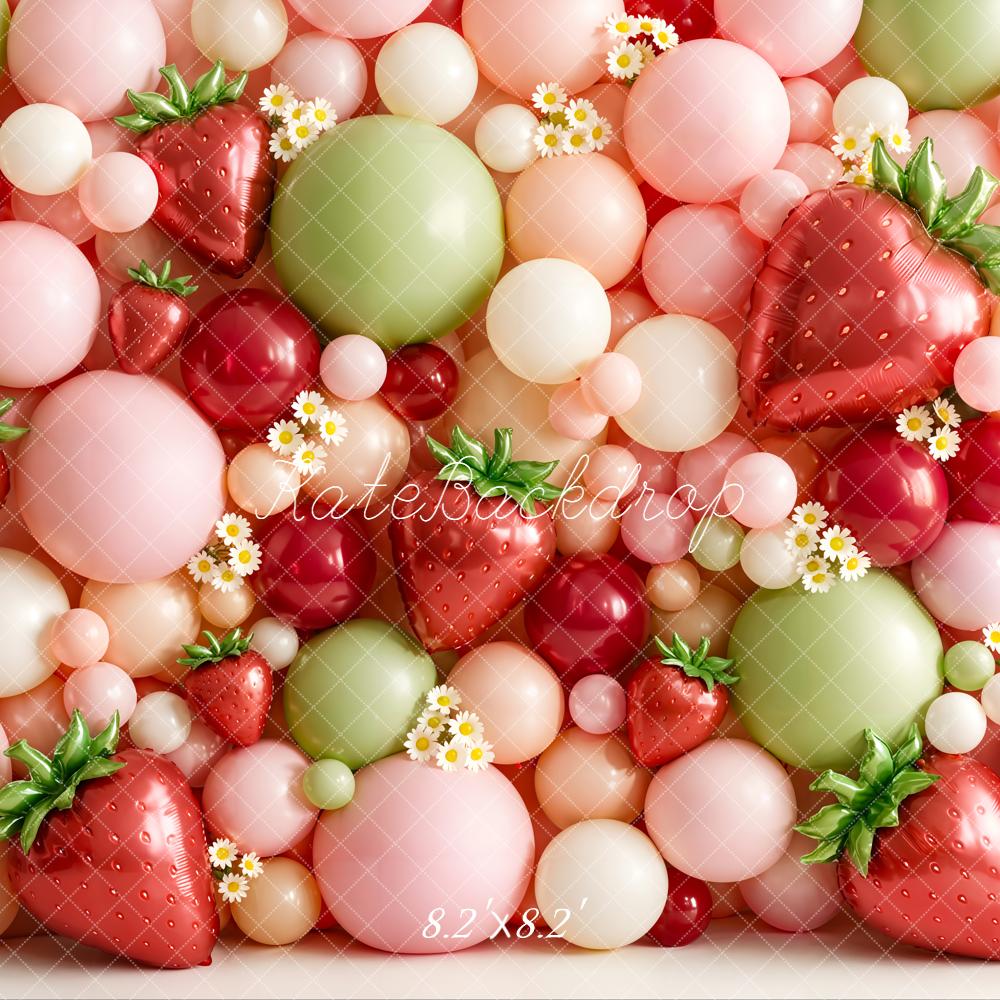 Kate Strawberry Balloons Pastel Backdrop Designed by Emetselch - Image 5