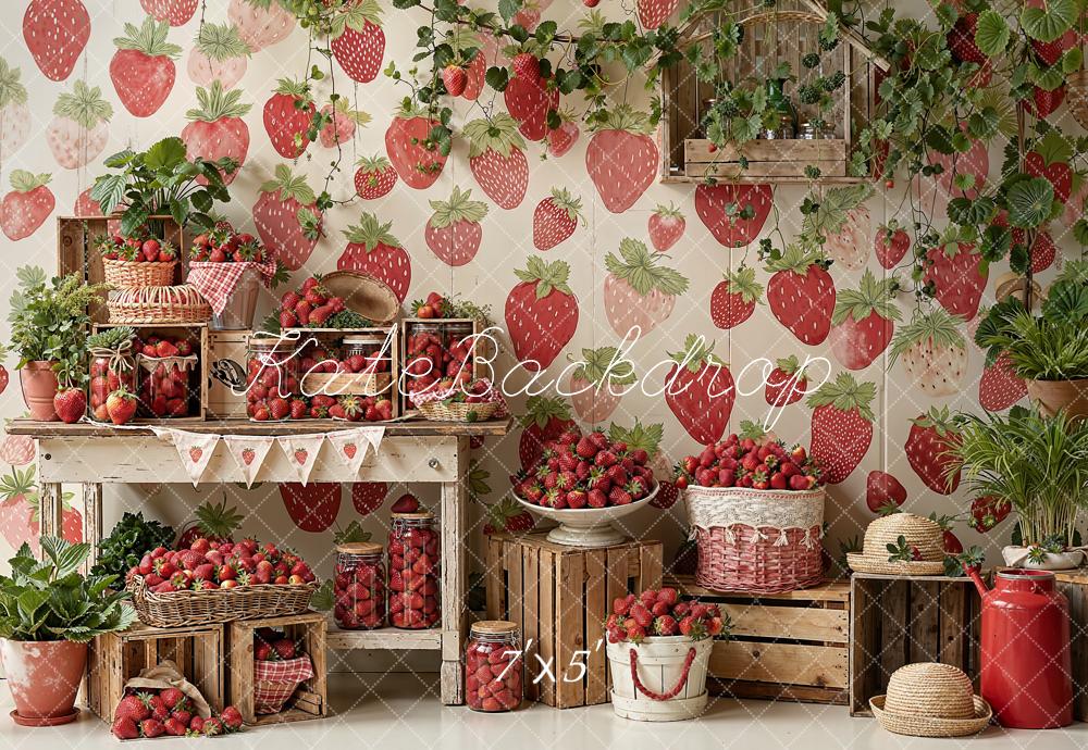 Kate Strawberry Crates Rustic Plants Backdrop Designed by Emetselch