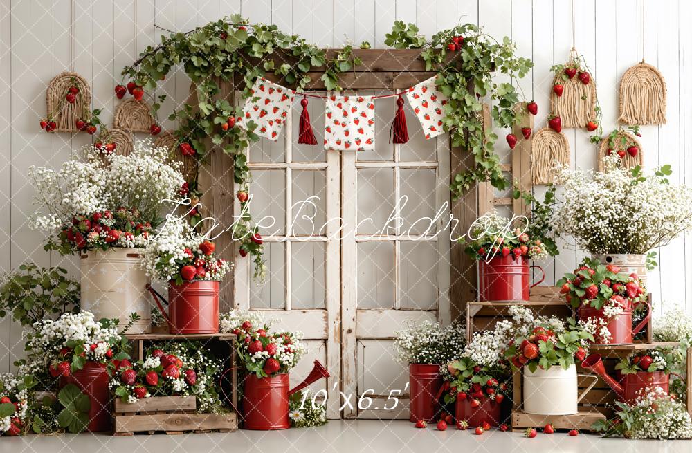Kate Strawberry Vintage Window Fleece Backdrop Designed by Emetselch - Image 2