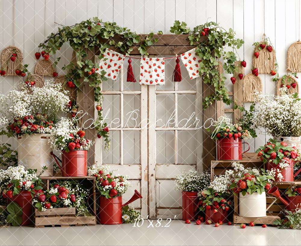 Kate Strawberry Vintage Window Fleece Backdrop Designed by Emetselch - Image 3