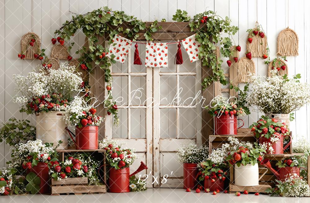 Kate Strawberry Vintage Window Fleece Backdrop Designed by Emetselch - Image 4