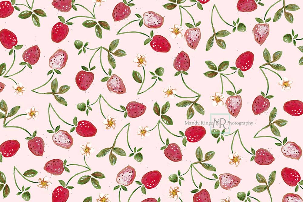 Kate Strawberry Watercolor Backdrop Designed by Mandy Ringe Photography - Image 2