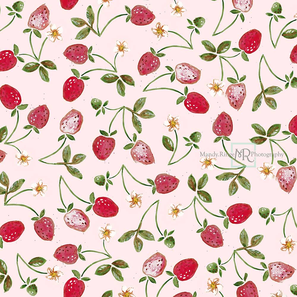 Kate Strawberry Watercolor Backdrop Designed by Mandy Ringe Photography - Image 4