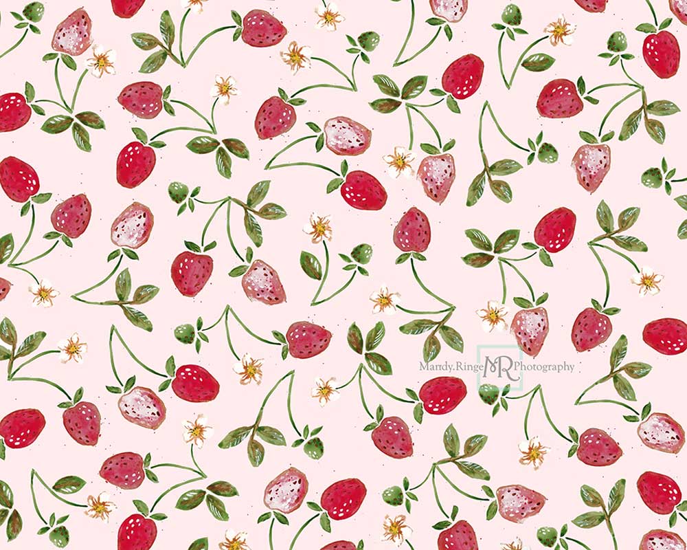 Kate Strawberry Watercolor Backdrop Designed by Mandy Ringe Photography - Image 5