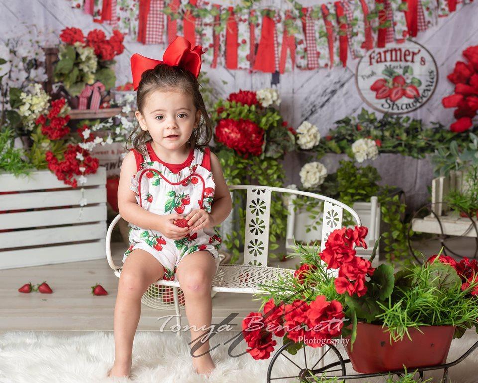 Kate Summer Strawberry White Wooden Board Birthday Backdrop - Image 4