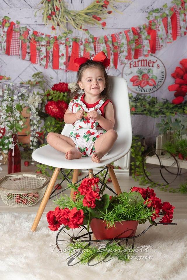 Kate Summer Strawberry White Wooden Board Birthday Backdrop - Image 7