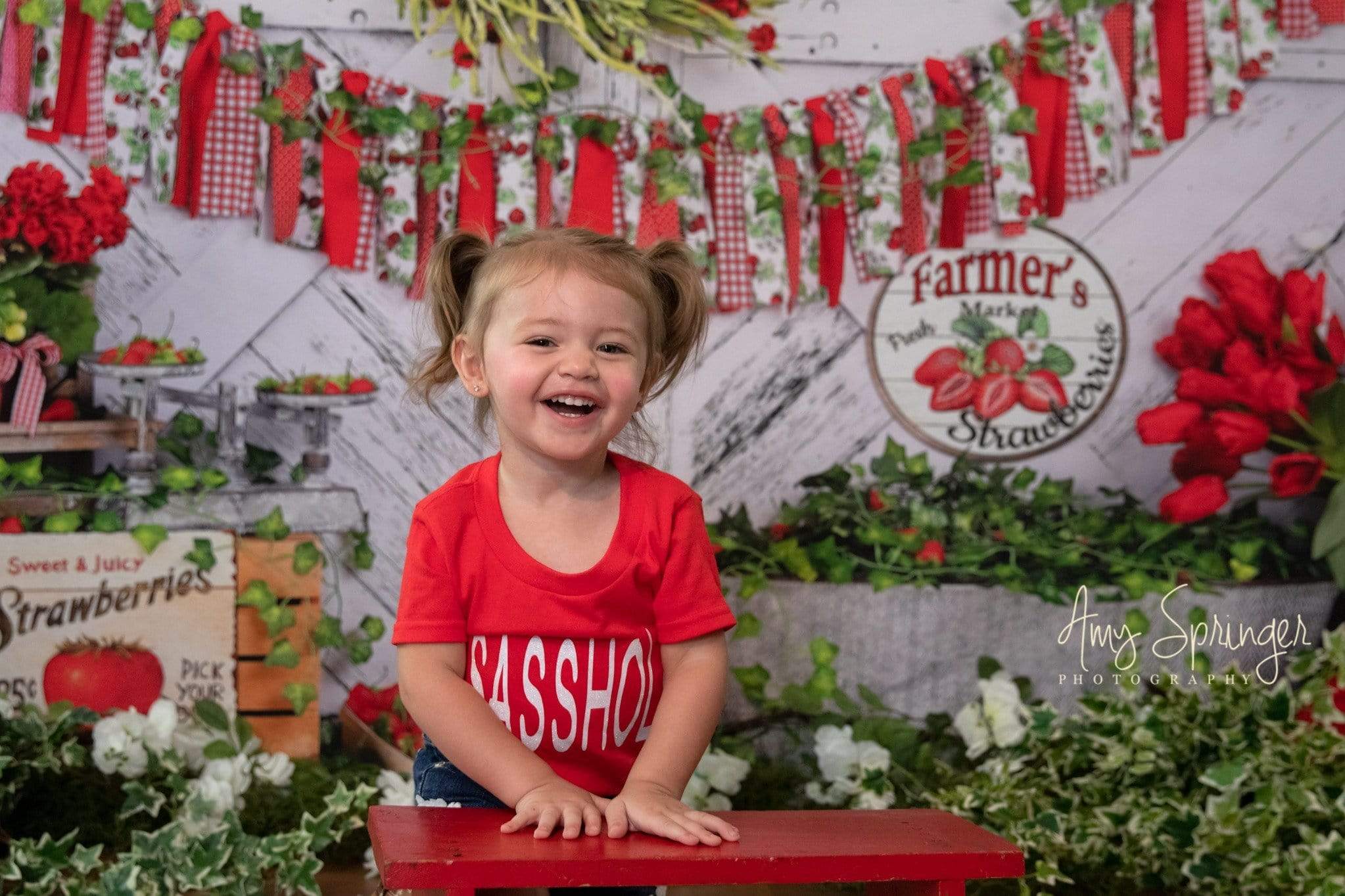 Kate Summer Strawberry White Wooden Board Birthday Backdrop - Image 9