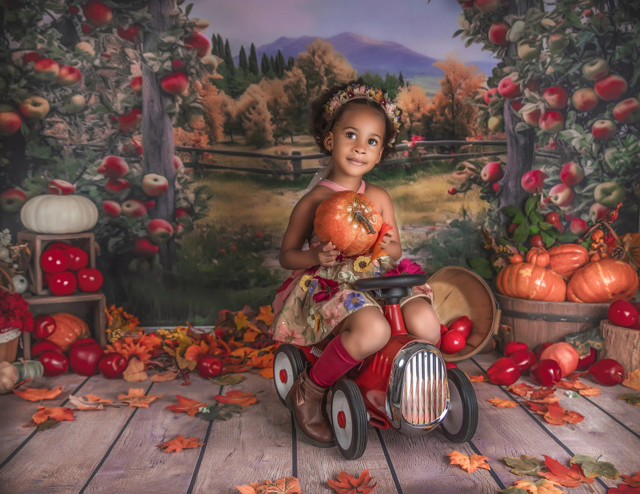 Kate Summer/Autumn Apple Arch Farm Backdrop Designed by Angela Marie Photography - Image 3
