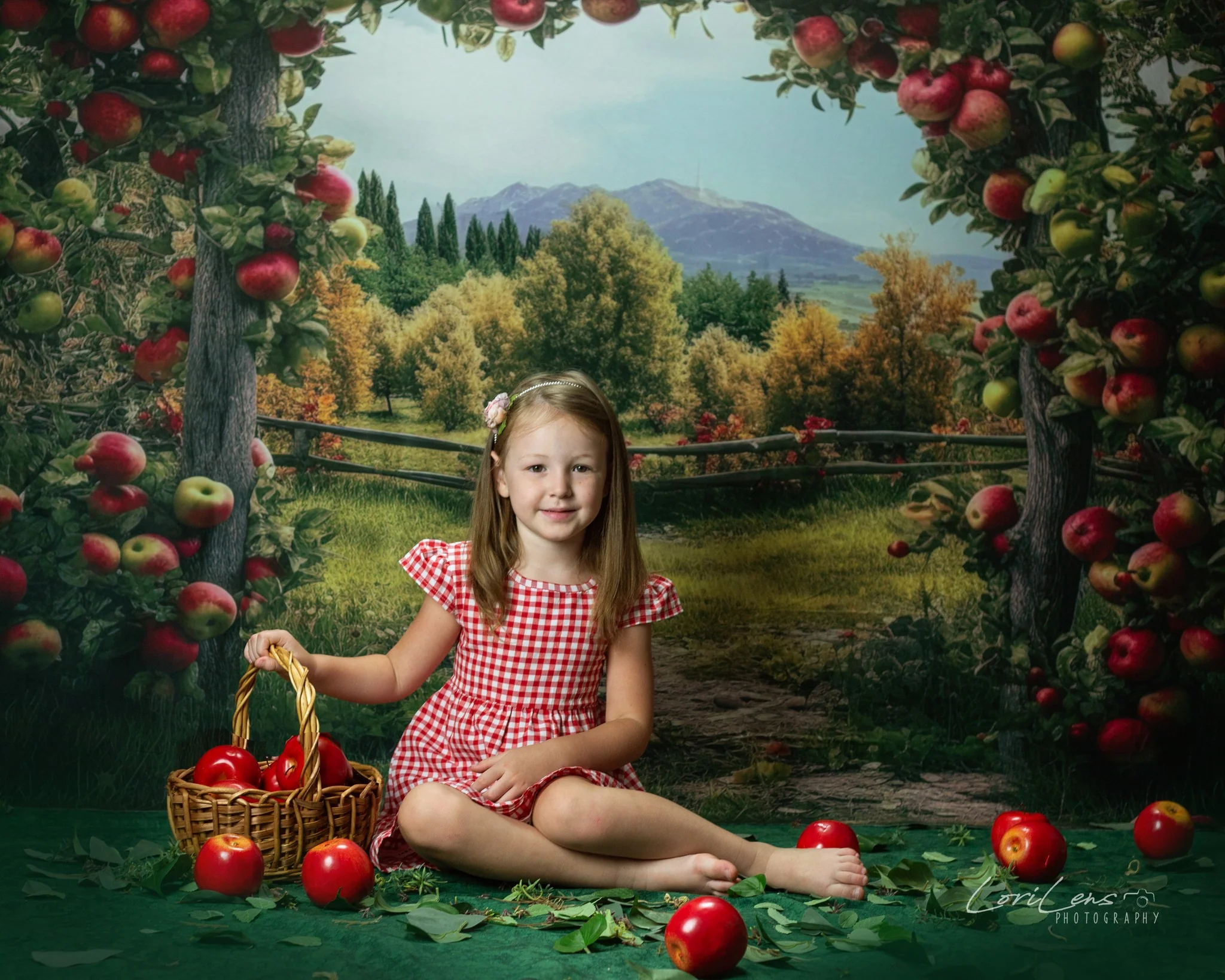 Kate Summer/Autumn Apple Arch Farm Backdrop Designed by Angela Marie Photography - Image 4