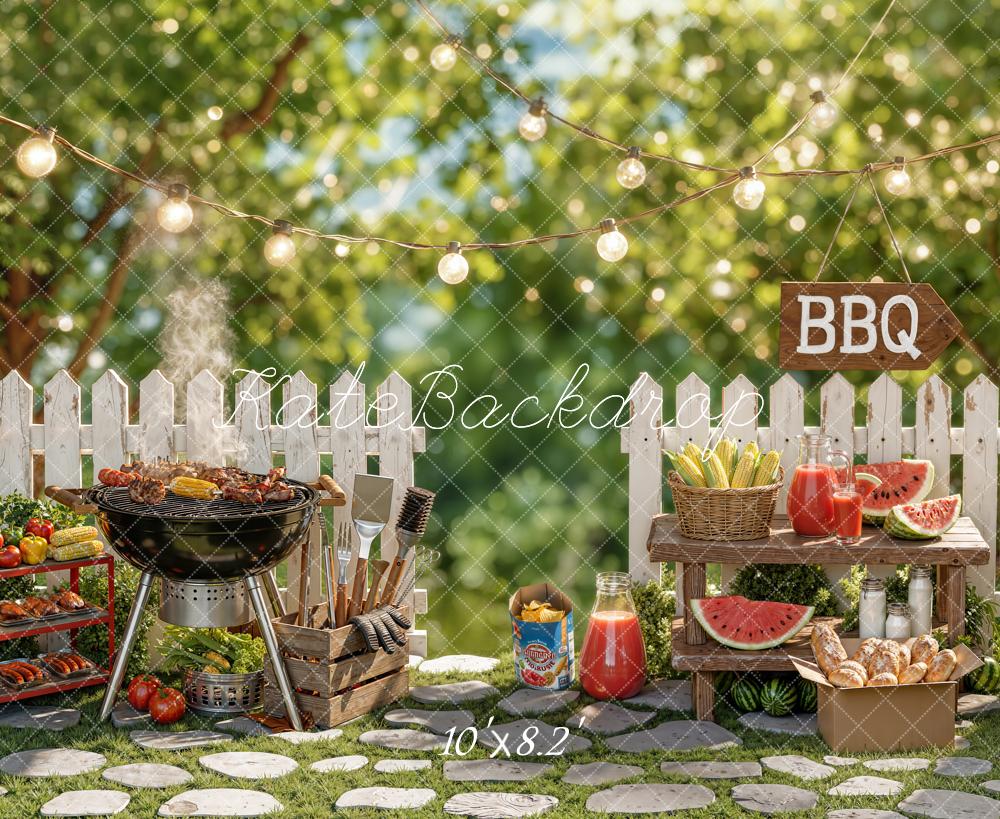 Kate Summer BBQ Picnic White Fence Backdrop Designed by Chain Photography - Image 6