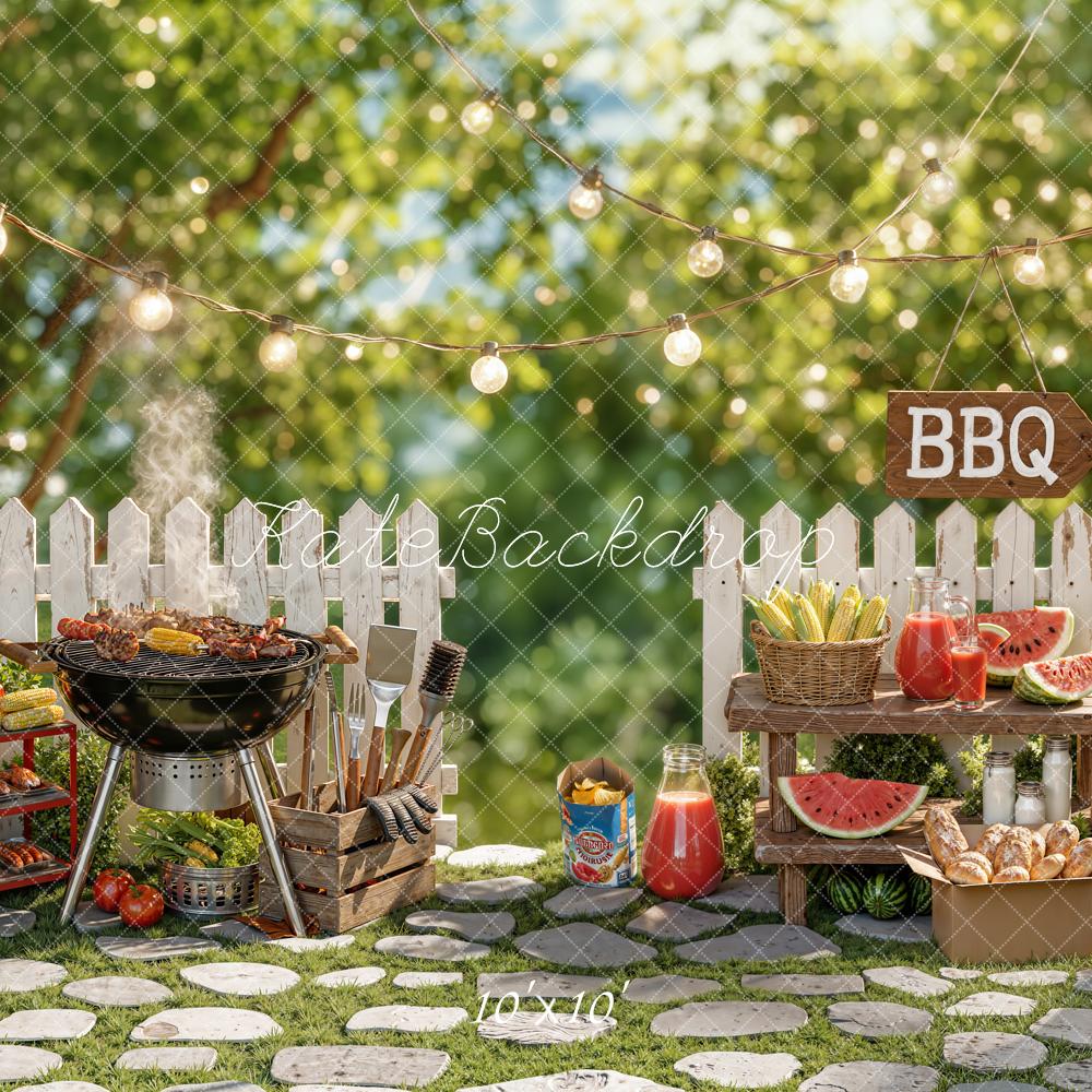Kate Summer BBQ Picnic White Fence Backdrop Designed by Chain Photography - Image 7