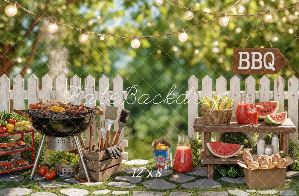Kate Summer BBQ Picnic White Fence Backdrop Designed by Chain Photography - Image 8