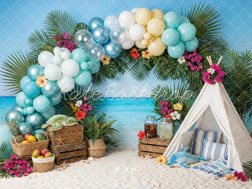 Kate Summer Beach Balloon Arch Picnic Backdrop Designed by Emetselch - Image 5