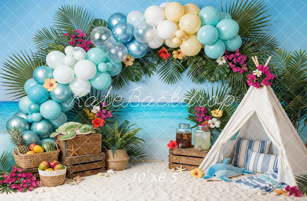 Kate Summer Beach Balloon Arch Picnic Backdrop Designed by Emetselch - Image 6