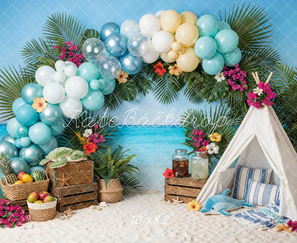 Kate Summer Beach Balloon Arch Picnic Backdrop Designed by Emetselch - Image 8